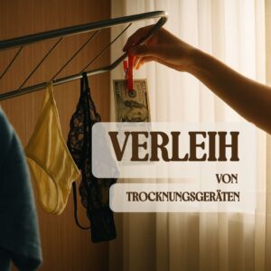 Symbolbild Verleih von Trocknungsgeräten nach Wasserschaden Sanierung. Hand befestigt Dollar-Schein an Wäscheleine.